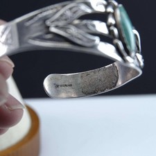 Vintage Fred Harvey Era Bell Trading Post Sterling/Turquoise Cuff bracelet - Additional view 6