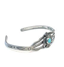 š„Native American 1920s Fred Harvey 925 Silver Kingman Turquoise Bracelet Bird - Additional view 8