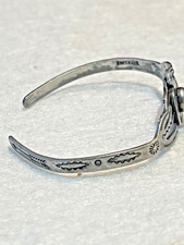 š„Native American 1920s Fred Harvey 925 Silver Kingman Turquoise Bracelet Bird - Additional view 10