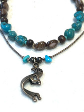 š„Native American 1930s Fred Harvey Heishi Fetish 925 Silver Turquoise Necklaces - Additional view 6