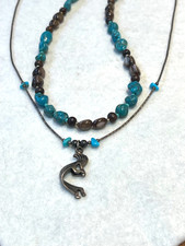 🔥Native American 1930s Fred Harvey Heishi Fetish 925 Silver Turquoise Necklaces - Additional view 8