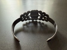 Old Fred Harvey Era Coin Silver Turquoise Thunderbird Cuff Bracelet, Stamped - Additional view 2