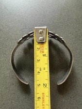Old Fred Harvey Era Coin Silver Turquoise Thunderbird Cuff Bracelet, Stamped - Additional view 13