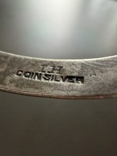 Old Fred Harvey Era Coin Silver Turquoise Thunderbird Cuff Bracelet, Stamped - Additional view 8