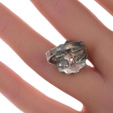 sz5.75 Fred Harvey Era Sterling and spiderweb turquoise ring - Additional view 3