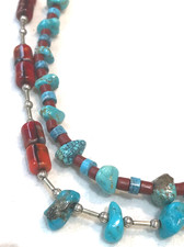 š„STUNNING Fred Harvey-era Native American Silver Coral Turquoise Necklaces 1950 - Additional view 2