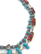š„STUNNING Fred Harvey-era Native American Silver Coral Turquoise Necklaces 1950 - Additional view 3