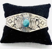 Fred Harvey Tribute Two Tone Blue TURQUOISE STERLING Silver THUNDEBIRD Bracelet - Additional view 1