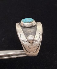 Old Pawn 1940’s Fred Harvey EraNative American Sterling Turquoise Ring sz9.75 - Additional view 4
