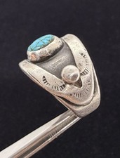 Old Pawn 1940’s Fred Harvey EraNative American Sterling Turquoise Ring sz9.75 - Additional view 1