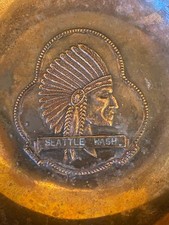 Vintage Seattle Wash. Souvenir Fred Harvey Style Copper Ashtray 98 grams - Additional view 1
