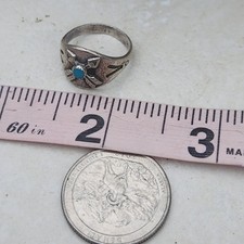 Fred Harvey sterling silver Turquoise Double crossed arrows ring sz 5 - Additional view 2