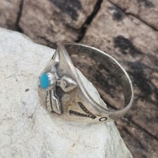 Fred Harvey sterling silver Turquoise Double crossed arrows ring sz 5 - Additional view 3