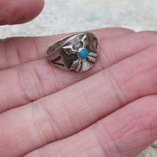 Fred Harvey sterling silver Turquoise Double crossed arrows ring sz 5 - Additional view 6