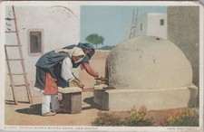 Vintage Fred Harvey Pueblo Women Making Bread Postcard New Mexico 1922 - Additional view 1
