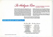 Fred Harvey Menu Union Terminal Cleveland 1958 Harlequin Room Palmolive Building - Additional view 1