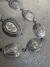 Rare Vintage Signed Sterling Silver 41” Concho Belt Fred Harvey Era Stamp Work - Additional view 1