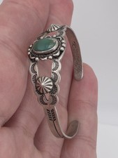 VINTAGE FRED HARVEY BELL TRADING POST TURQUOISE CUFF BRACELET STERLING SILVER... - Additional view 9