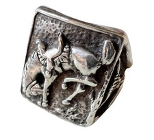 Vintage Fred Harvey Era Sterling Silver Bucking Bronco/Longhorn Ring-Size 7.5 - Additional view 1