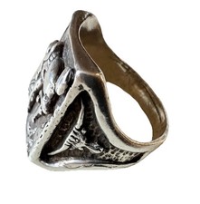 Vintage Fred Harvey Era Sterling Silver Bucking Bronco/Longhorn Ring-Size 7.5 - Additional view 2