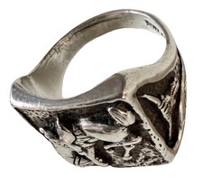 Vintage Fred Harvey Era Sterling Silver Bucking Bronco/Longhorn Ring-Size 7.5 - Additional view 6