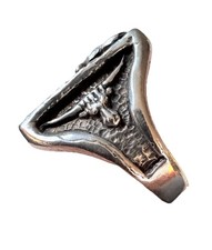 Vintage Fred Harvey Era Sterling Silver Bucking Bronco/Longhorn Ring-Size 7.5 - Additional view 8