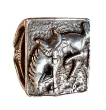 Vintage Fred Harvey Era Sterling Silver Bucking Bronco/Longhorn Ring-Size 7.5 - Additional view 10