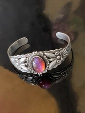 Fred Harvey Era Native American Dragon's Breath Opal Sterling Silver Bracelet - Additional view 2