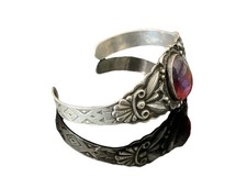 Fred Harvey Era Native American Dragon's Breath Opal Sterling Silver Bracelet - Additional view 4