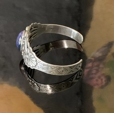 Fred Harvey Era Native American Dragon's Breath Opal Sterling Silver Bracelet - Additional view 5