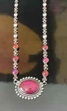 Fred Harvey Era Native American Dragon's Breath Opal Sterling Silver Necklace - Additional view 2