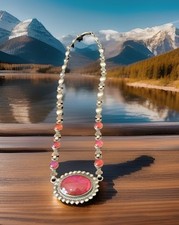 Fred Harvey Era Native American Dragon's Breath Opal Sterling Silver Necklace - Additional view 3