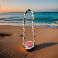 Fred Harvey Era Native American Dragon's Breath Opal Sterling Silver Necklace