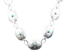 Vintage Sterling Silver Navajo Fred Harvey Era Turquoise Conch Link 1950's Belt - Additional view 3