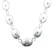 Vintage Sterling Silver Navajo Fred Harvey Era Turquoise Conch Link 1950's Belt - Additional view 5