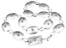 Vintage Sterling Silver Navajo Fred Harvey Era Turquoise Conch Link 1950's Belt