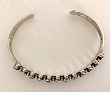 Vintage Fred Harvey Era Zuni Turquoise Sterling Silver Snake Eye Cuff Bracelet - Additional view 1
