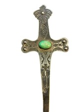 Vintage Navajo Fred Harvey Era Sterling Silver Turquoise Letter Opener Native 6” - Additional view 1