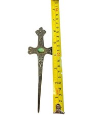 Vintage Navajo Fred Harvey Era Sterling Silver Turquoise Letter Opener Native 6” - Additional view 2