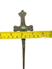 Vintage Navajo Fred Harvey Era Sterling Silver Turquoise Letter Opener Native 6” - Additional view 3
