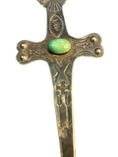 Vintage Navajo Fred Harvey Era Sterling Silver Turquoise Letter Opener Native 6” - Additional view 6