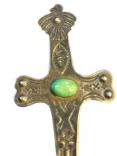 Vintage Navajo Fred Harvey Era Sterling Silver Turquoise Letter Opener Native 6” - Additional view 7