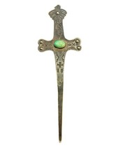 Vintage Navajo Fred Harvey Era Sterling Silver Turquoise Letter Opener Native 6” - Additional view 8