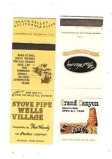 2 Fred Harvey Matchcovers Stove Pipe Wells Village Death Valley & Grand Canyon