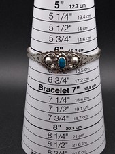 Vintage Fred Harvey Era Turquoise Cuff Bracelet, Signed Symbol Mark, SS, Navajo  - Additional view 11