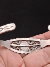 Vintage Fred Harvey Era Turquoise Cuff Bracelet, Signed Symbol Mark, SS, Navajo  - Additional view 12