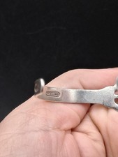 Vintage Fred Harvey Era Turquoise Cuff Bracelet, Signed Symbol Mark, SS, Navajo  - Additional view 14