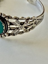 Fred Harvey Era Navajo Sterling Turquoise Crossed Arrows Bracelet Sterling - Additional view 2
