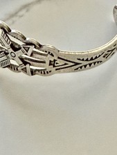 Fred Harvey Era Navajo Sterling Turquoise Crossed Arrows Bracelet Sterling - Additional view 3