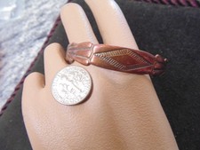 Fred Harvey Era Vtg Solid Copper Navajo Design Stamped Cuff Bracelet Red Patina - Additional view 1